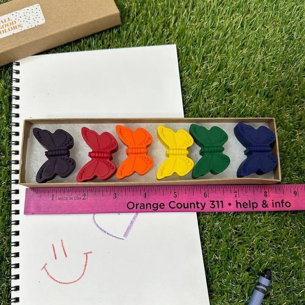 2/$30 Butterfly Crayons (6), Kids Boys Girls, Pretty Unique Colorful B-day Gift